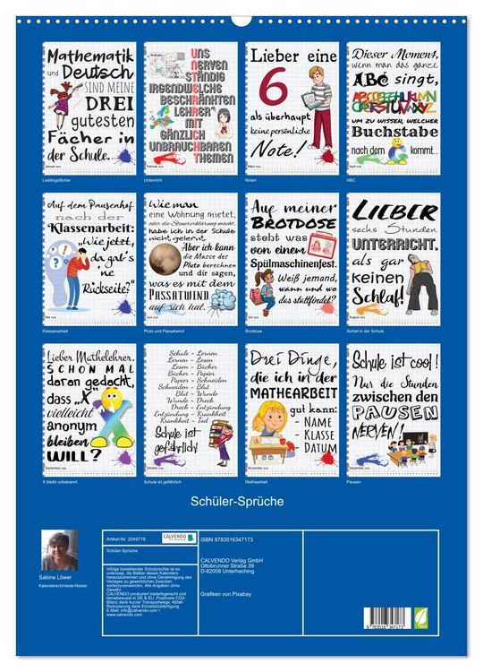 Produktbild: Sch&uuml;ler-Spr&uuml;che (Wandkalender 2026 DIN A2 hoch), CALVENDO Monatskalender