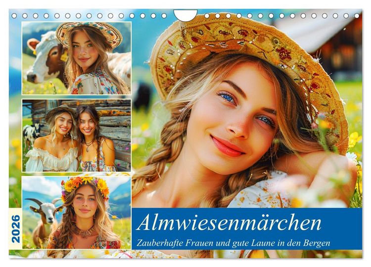 Produktbild: Almwiesenm&auml;rchen. Zauberhafte Frauen und gute Laune in den Bergen (Wandkalender 2026 DIN A4 quer), CALVENDO Monatskalender