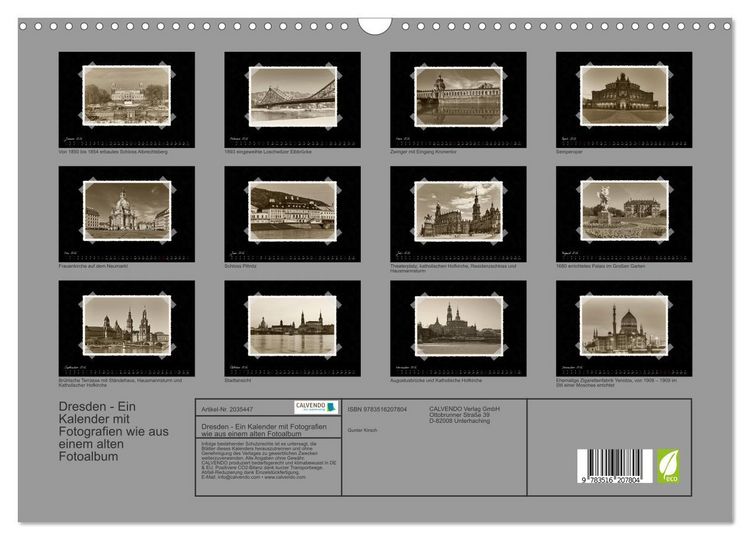 Produktbild: Dresden - Ein Kalender mit Fotografien wie aus einem alten Fotoalbum (Wandkalender 2026 DIN A3 quer), CALVENDO Monatskalender