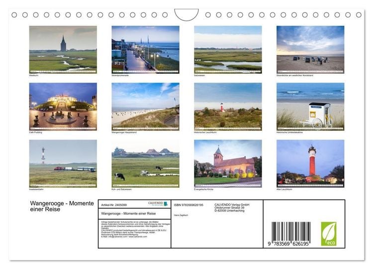 Produktbild: Wangerooge - Momente einer Reise (Wandkalender 2027 DIN A4 quer), CALVENDO Monatskalender