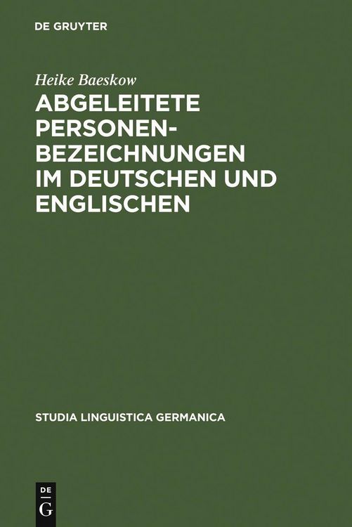 Produktbild: Abgeleitete Personenbezeichnungen im Deutschen und Englischen