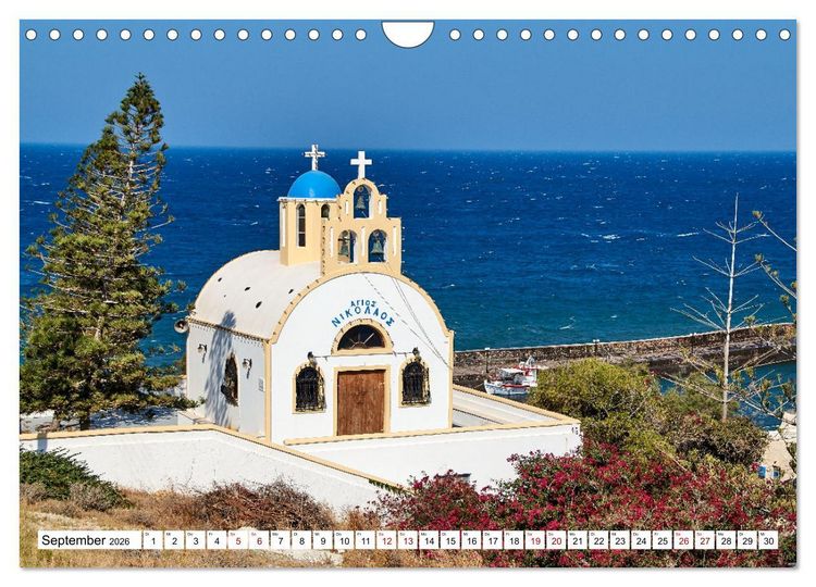 Produktbild: Santorini - Strahlendes Wei&szlig; an der Caldera (Wandkalender 2026 DIN A4 quer), CALVENDO Monatskalender