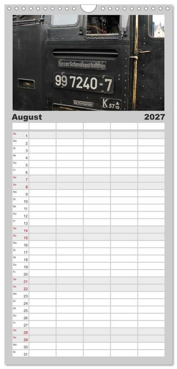 Produktbild: Familienplaner 2027 - Die Brockenbahn mit 5 Spalten (Wandkalender, 21 x 45 cm) CALVENDO