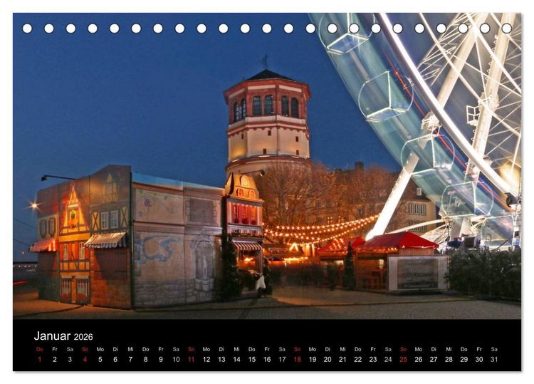 Produktbild: D&uuml;sseldorf Abendstimmungen und Nachtansichten (Tischkalender 2026 DIN A5 quer), CALVENDO Monatskalender
