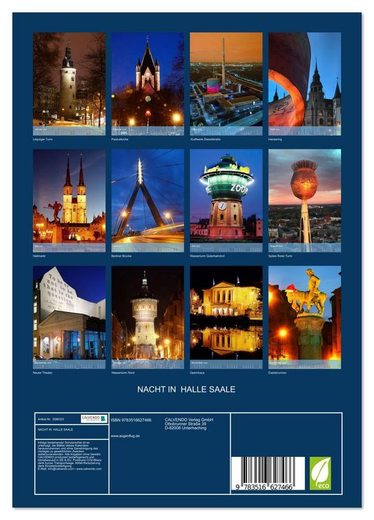 Produktbild: NACHT IN HALLE SAALE (Wandkalender 2026 DIN A4 hoch), CALVENDO Monatskalender