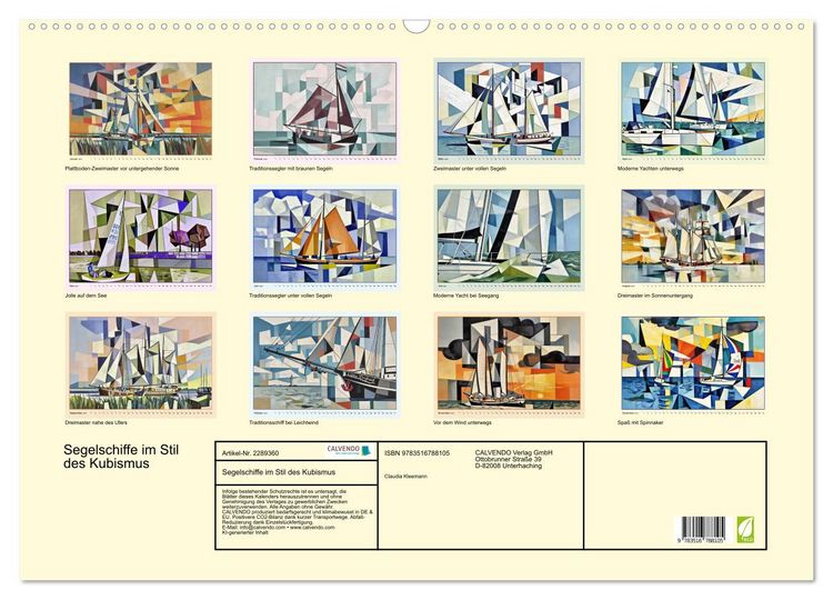 Produktbild: Segelschiffe im Stil des Kubismus (Wandkalender 2027 DIN A2 quer), CALVENDO Monatskalender