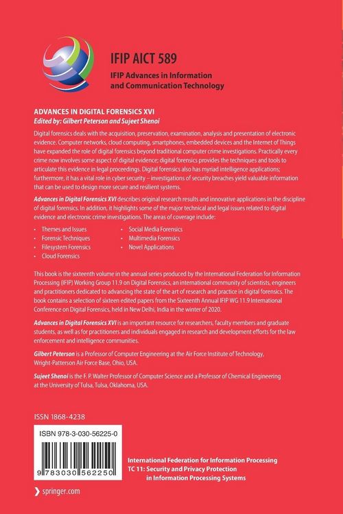 Produktbild: Advances in Digital Forensics XVI