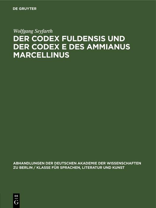 Produktbild: Der Codex Fuldensis und der Codex E des Ammianus Marcellinus