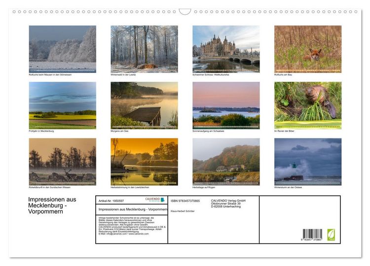 Produktbild: Impressionen aus Mecklenburg - Vorpommern (Wandkalender 2026 DIN A2 quer), CALVENDO Monatskalender
