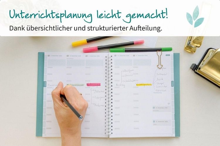 Produktbild: Mein Lehrerplaner A5+ &ndash; Hardcover &ndash; Lehrerkalender f&uuml;r das Schuljahr 2026/2027 &ndash; Bl&auml;ttermeer