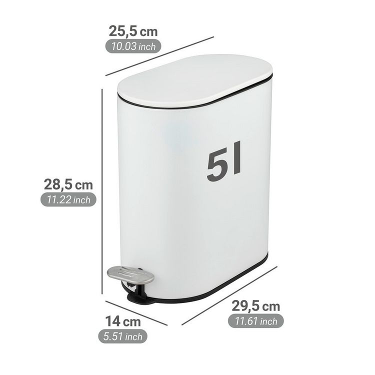 Produktbild: Kosmetikeimer Mod. Collungo, wei&szlig;, Stahl/Kunststoff, 5L, Easy-Close, mit herausnehmbarem