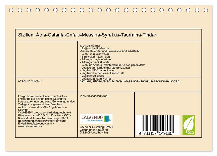 Produktbild: Sizilien, &Auml;tna-Catania-Cefalu-Messina-Syrakus-Taormina-Tindari (Tischkalender 2026 DIN A5 quer), CALVENDO Monatskalender