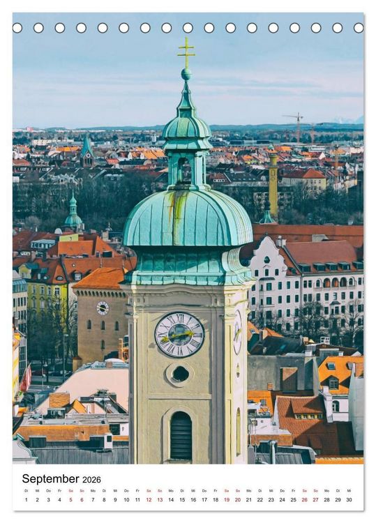 Produktbild: M&uuml;nchen Blick vom Alten Peter (Tischkalender 2026 DIN A5 hoch), CALVENDO Monatskalender