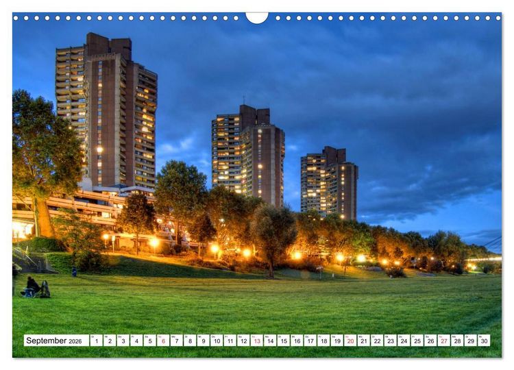 Produktbild: Mannheim bei Nacht - Impressionen aus der Quadratestadt (Wandkalender 2026 DIN A3 quer), CALVENDO Monatskalender