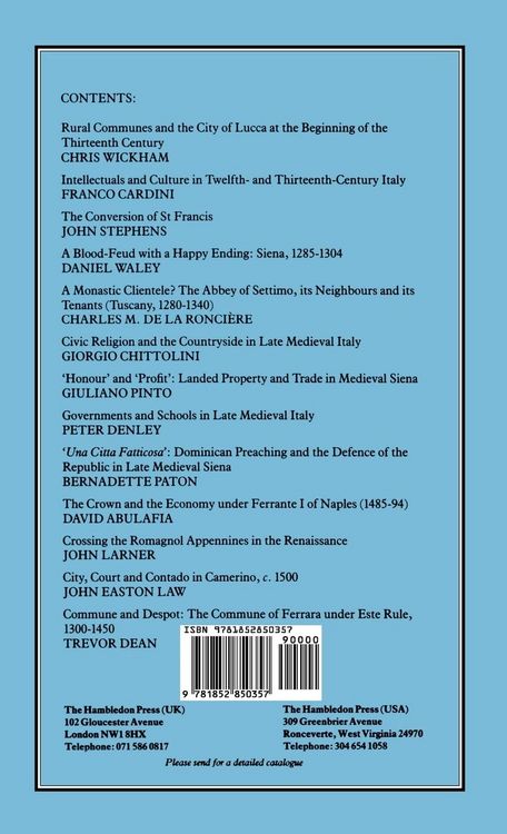 Produktbild: City and Countryside in Late Medieval and Renaissance Italy