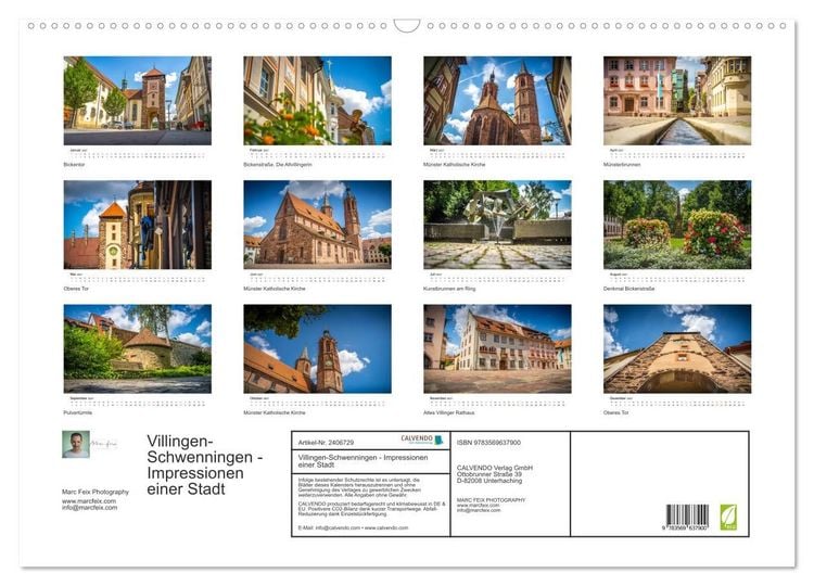 Produktbild: Villingen-Schwenningen - Impressionen einer Stadt (Wandkalender 2027 DIN A2 quer), CALVENDO Monatskalender
