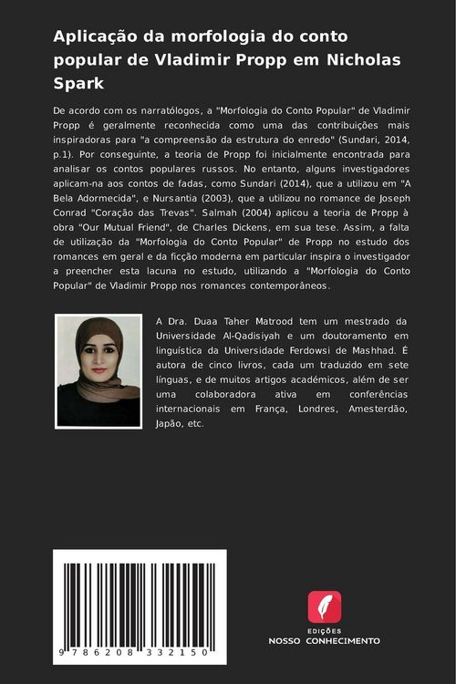 Produktbild: Aplica&ccedil;&atilde;o da morfologia do conto popular de Vladimir Propp em Nicholas Spark
