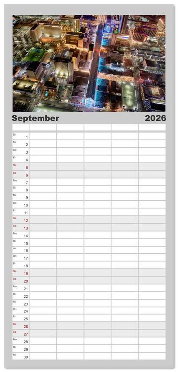 Produktbild: Familienplaner 2026 - Las Vegas Nightlife - Neonlichter, Casinos und unvergessliche N&auml;chte mit 5 Spalten (Wandkalender, 21 x 45 cm) CALVENDO