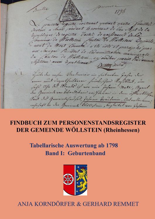 Produktbild: Findbuch zum Personenstandsregister der Gemeinde W&ouml;llstein/ Rheinhessen