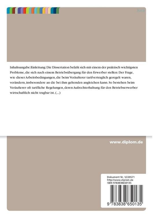 Produktbild: Ver&auml;nderung und Angleichung tarifvertraglich geregelter Arbeitsbedingungen nach Betriebs&uuml;bergang