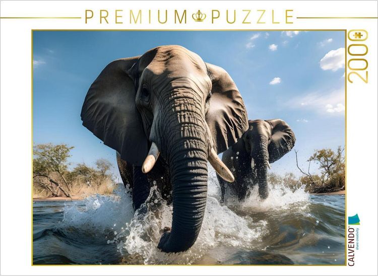 Produktbild: CALVENDO Puzzle Gro&szlig;e Elefanten | 2000 Teile Lege-Gr&ouml;&szlig;e 90x67cm Foto-Puzzle f&uuml;r gl&uuml;ckliche Stunden