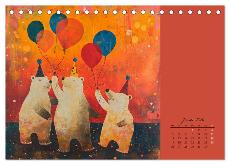 Produktbild: Wenn Tiere feiern (Tischkalender 2026 DIN A5 quer), CALVENDO Monatskalender