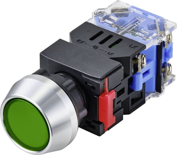 Produktbild: TRU COMPONENTS TC-9428124 LAS0-L-11Z/G/12V Druckschalter 250 V 5 A 1 x Aus/Ein rastend Gr&uuml;n IP40 1 St.