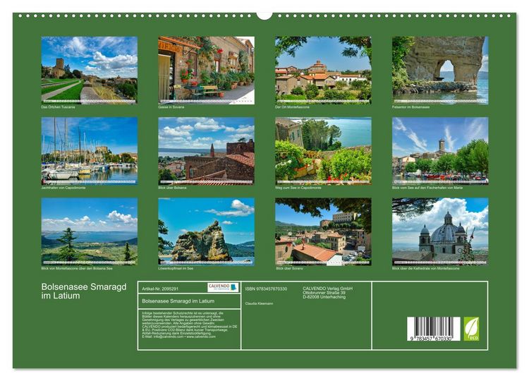 Produktbild: Bolsenasee Smaragd im Latium (hochwertiger Premium Wandkalender 2026 DIN A2 quer), Kunstdruck in Hochglanz