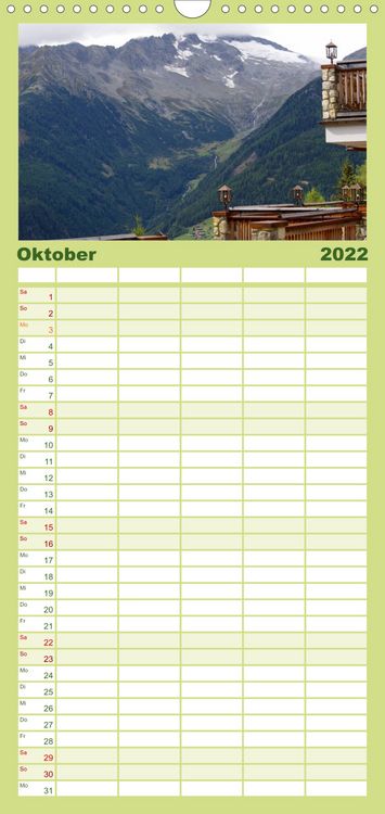 Produktbild: Familienplaner S&uuml;dtirol 2022 (Wandkalender 2022 , 21 cm x 45 cm, hoch)