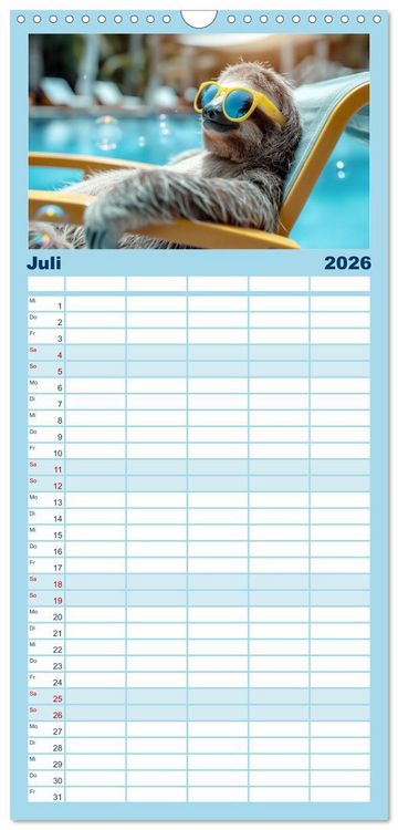 Produktbild: Familienplaner 2026 - Hei&szlig;er Sommer mit 5 Spalten (Wandkalender, 21 x 45 cm) CALVENDO