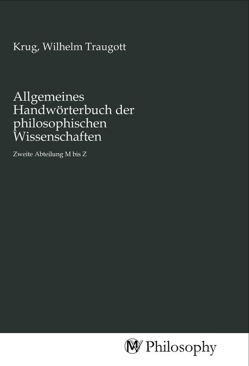 Produktbild: Allgemeines Handw&ouml;rterbuch der philosophischen Wissenschaften