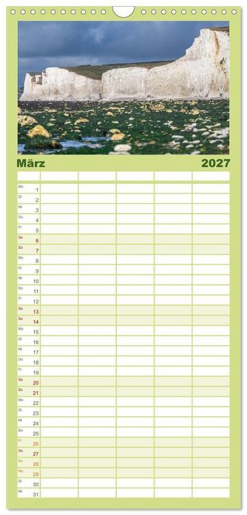 Produktbild: Familienplaner 2027 - Seven Sisters - Gro&szlig;britanniens h&ouml;chste Kreidefelsen mit 5 Spalten (Wandkalender, 21 x 45 cm) CALVENDO