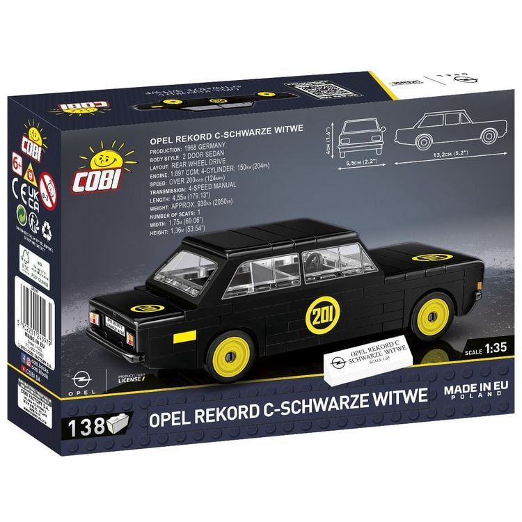 Produktbild: COBI Youngtimer 24597 - Opel Rekord C-Schwarze Witwe, Bausatz, 1:35, 138 Bauteile