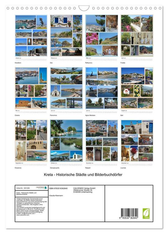 Produktbild: Kreta - Historische St&auml;dte und Bilderbuchd&ouml;rfer (Wandkalender 2026 DIN A3 hoch), CALVENDO Monatskalender