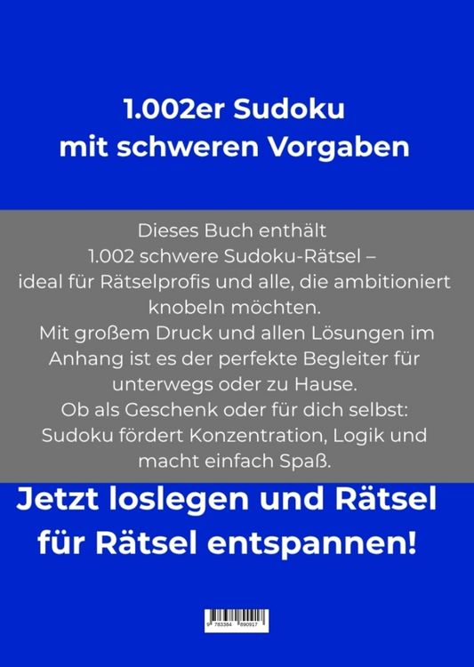 Produktbild: 1.002er Sudoku schwer