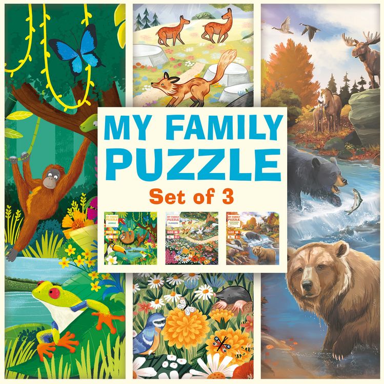 Produktbild: My Family Puzzle - Set of 3 - Jungle, Flowers, Northern Wildlife