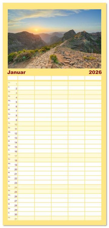 Produktbild: Familienplaner 2026 - Wundersch&ouml;nes Madeira mit 5 Spalten (Wandkalender, 21 x 45 cm) CALVENDO