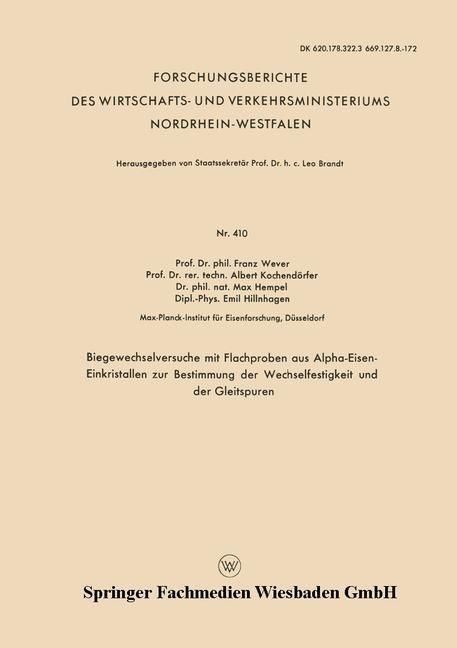 Produktbild: Biegewechselversuche mit Flachproben aus Alpha-Eisen-Einkristallen zur Bestimmung der Wechselfestigkeit und der Gleitspuren