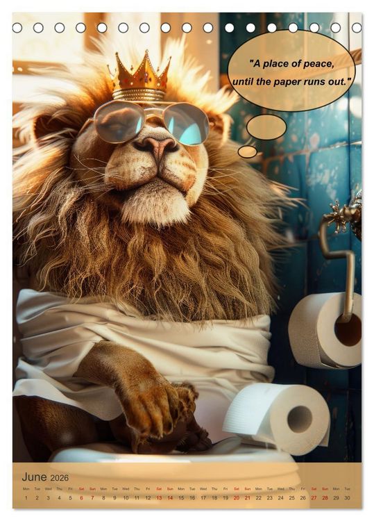 Produktbild: Animals on toilet makes you smile (Desk Calendar 2026 DIN A5 portrait), CALVENDO 12 Month DeskCalendar