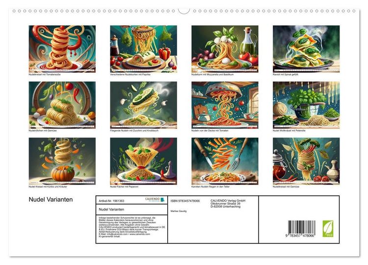 Produktbild: Nudel Varianten (hochwertiger Premium Wandkalender 2026 DIN A2 quer), Kunstdruck in Hochglanz