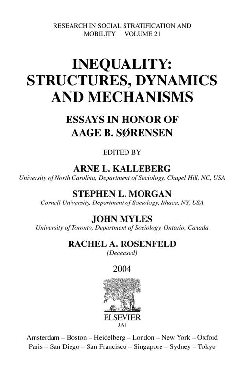 Produktbild: Inequality: Structures, Dynamics and Mechanisms