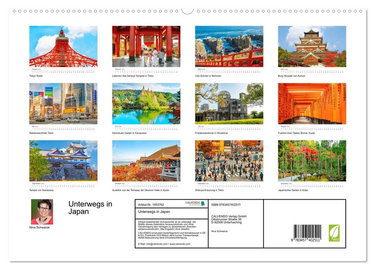 Produktbild: Unterwegs in Japan (hochwertiger Premium Wandkalender 2026 DIN A2 quer), Kunstdruck in Hochglanz
