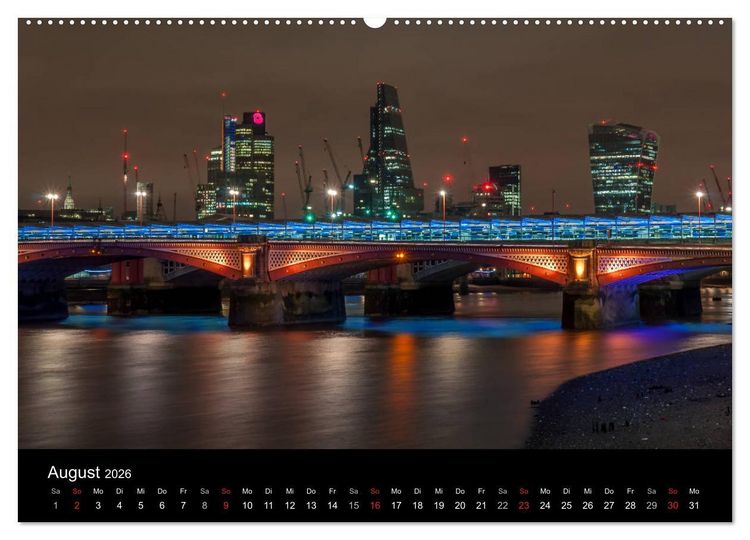 Produktbild: London - Nachts an der Themse (Wandkalender 2026 DIN A2 quer), CALVENDO Monatskalender