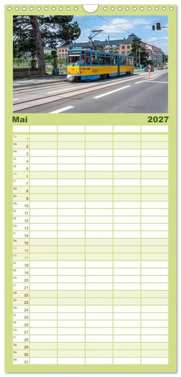 Produktbild: Familienplaner 2027 - Stra&szlig;enbahnklassiker auf Schienen mit 5 Spalten (Wandkalender, 21 x 45 cm) CALVENDO