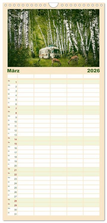 Produktbild: Familienplaner 2026 - Camping macht gl&uuml;cklich! mit 5 Spalten (Wandkalender, 21 x 45 cm) CALVENDO