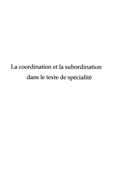 Produktbild: Coordination et la subordination dans le texte de specialite
