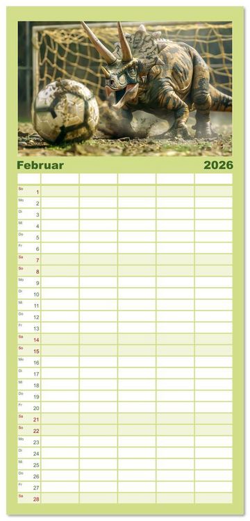Produktbild: Familienplaner 2026 - Wie w&auml;re es mit einem Dinosaurier als Haustier? mit 5 Spalten (Wandkalender, 21 x 45 cm) CALVENDO