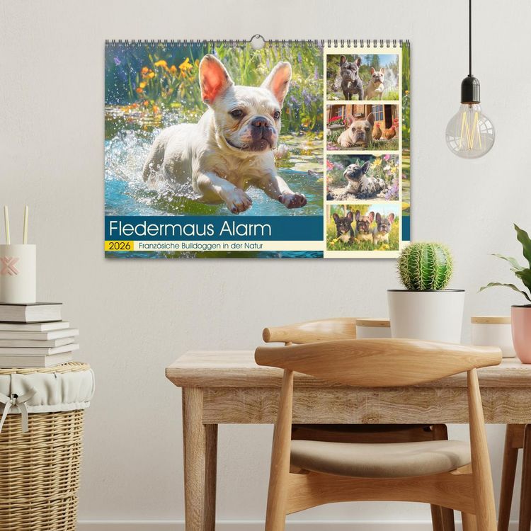 Produktbild: Fledermaus Alarm. Franz&ouml;siche Bulldoggen in der Natur (Wandkalender 2026 DIN A3 quer), CALVENDO Monatskalender