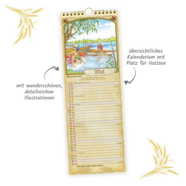 Produktbild: TR&Ouml;TSCH - Maxi-Streifenkalender Bauernkalender 2027 mit Hundertj&auml;hrigem Kalender, Bauernregeln und Ferienterminen