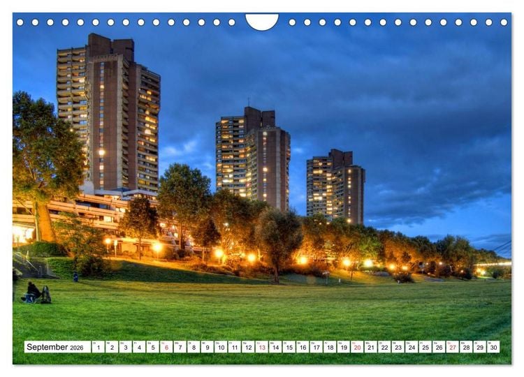 Produktbild: Mannheim bei Nacht - Impressionen aus der Quadratestadt (Wandkalender 2026 DIN A4 quer), CALVENDO Monatskalender